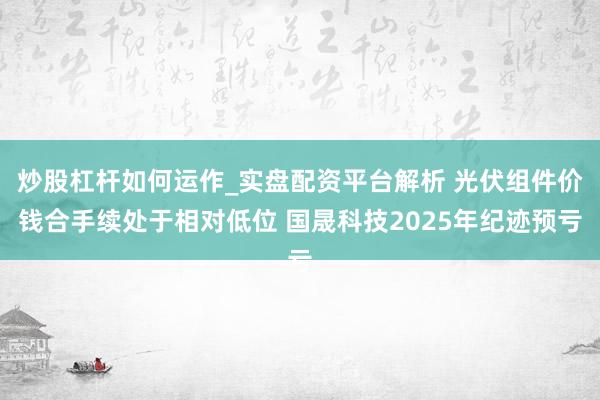 炒股杠杆如何运作_实盘配资平台解析 光伏组件价钱合手续处于相对低位 国晟科技2025年纪迹预亏