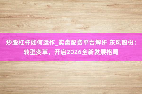 炒股杠杆如何运作_实盘配资平台解析 东风股份：转型变革，开启2026全新发展格局